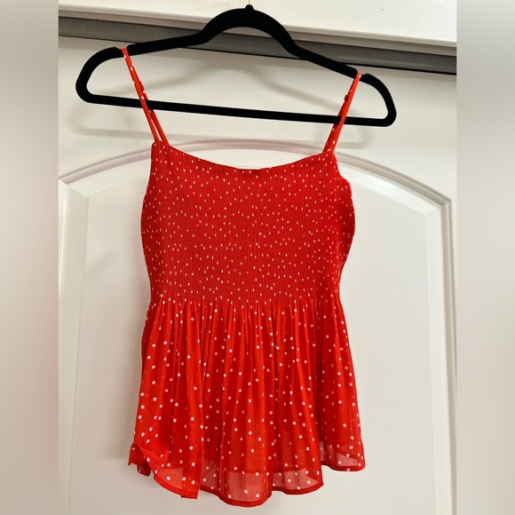 Lush Tops - NWOT Lush Pleated Polka Dot Cami